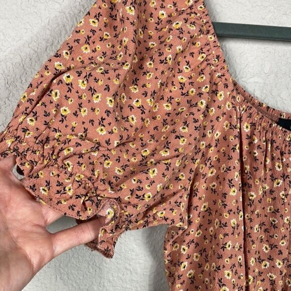 New Look Ditsy Floral Mini Dress Peach ASO Sweet Magnolias Sz 8 - Picture 7 of 15